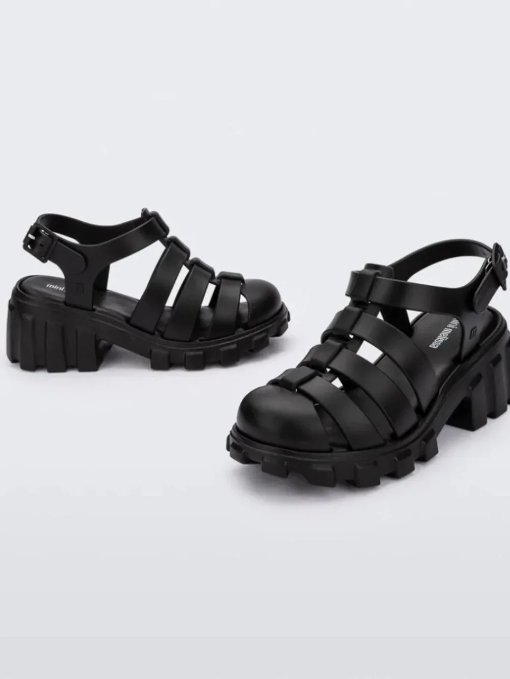 NWT Mini Melissa Megan Black Chunky T-Strap Platform Toddle Girl Sandal